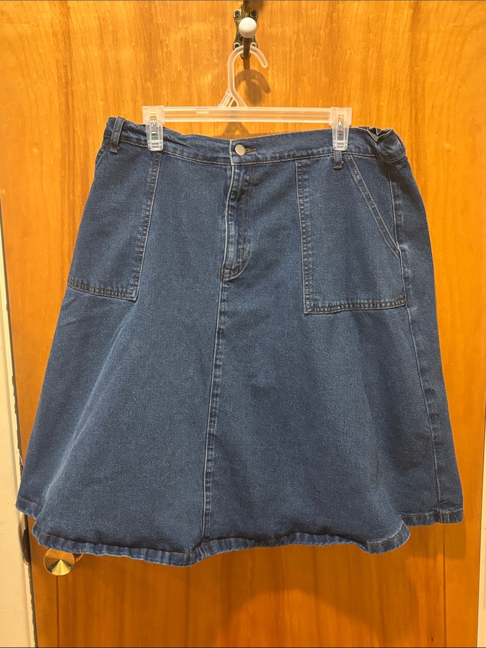 Classic Dark Blue Denim A-Line Skirt
